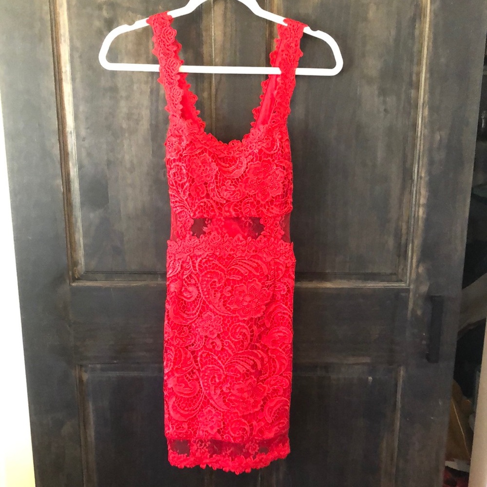 NWOT Red lace bodycon dress